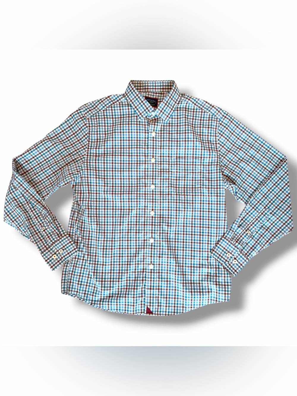 Untuckit Amanti Button-Down Shirt Multicolor Checked Print Preppy Casual Size M